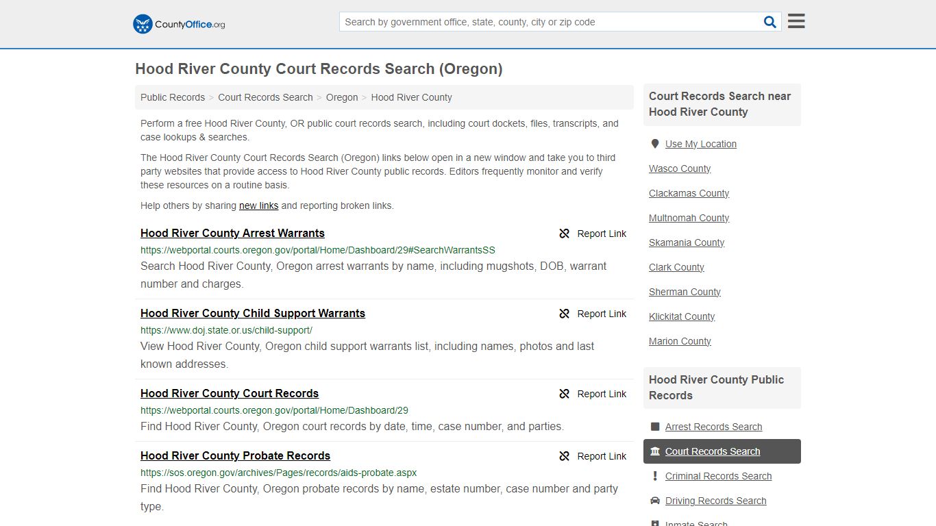 Court Records Search - Hood River County, OR (Adoptions, Criminal ...